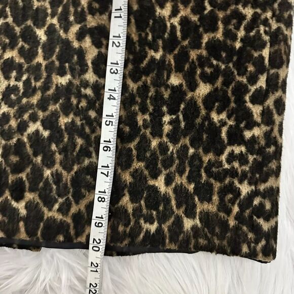 Talbots Wool Blend Pencil Straight Skirt Fuzzy Texture Leopard Animal Print 8P - Picture 6 of 12